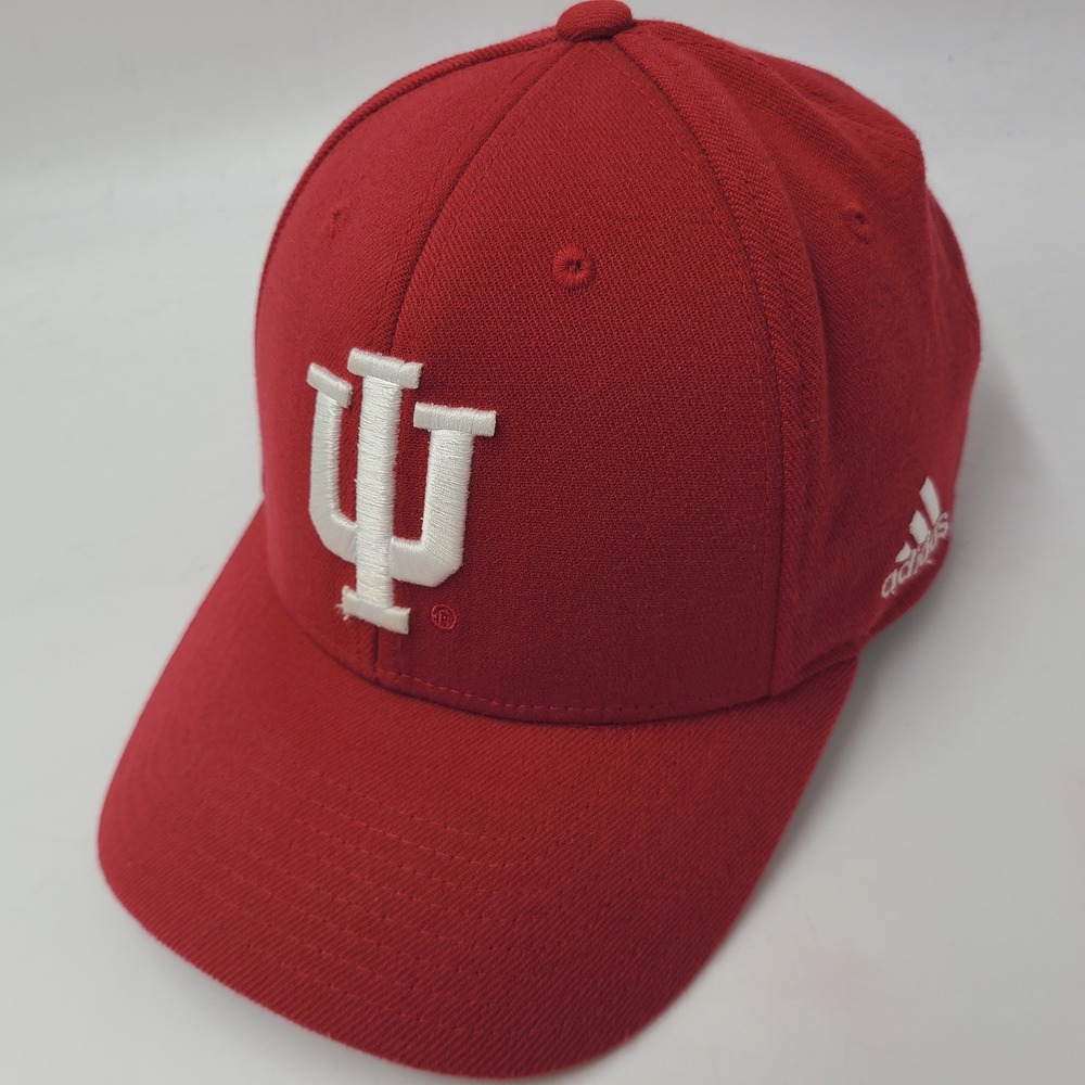 Indiana Hoosiers Hat Fitted S-M Adidas Red White NCAA University IU Logo Men